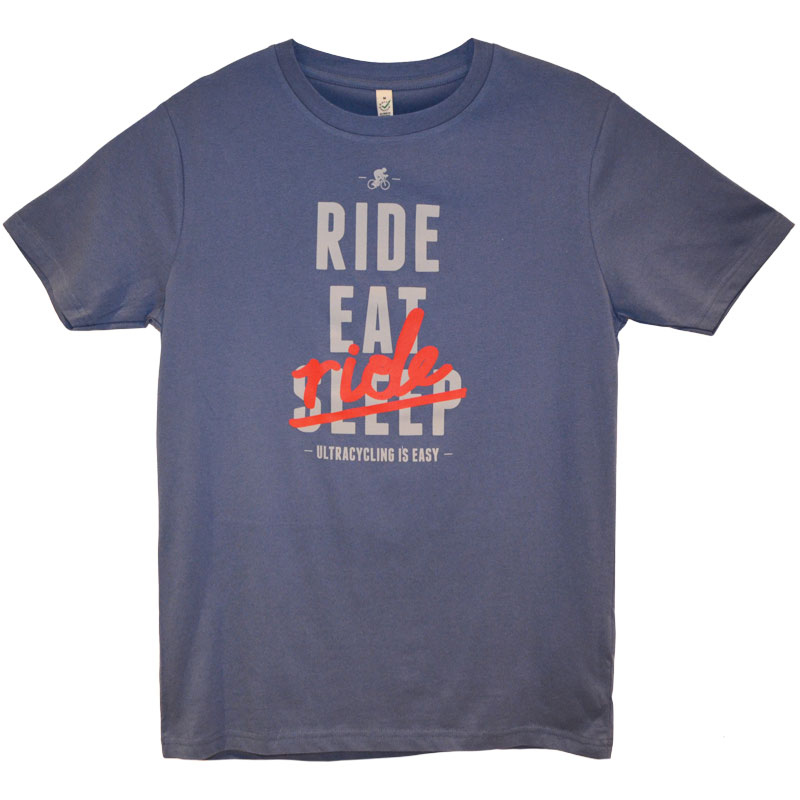 T-Shirt "Ride. Eat. Ride." - Colour faded denim