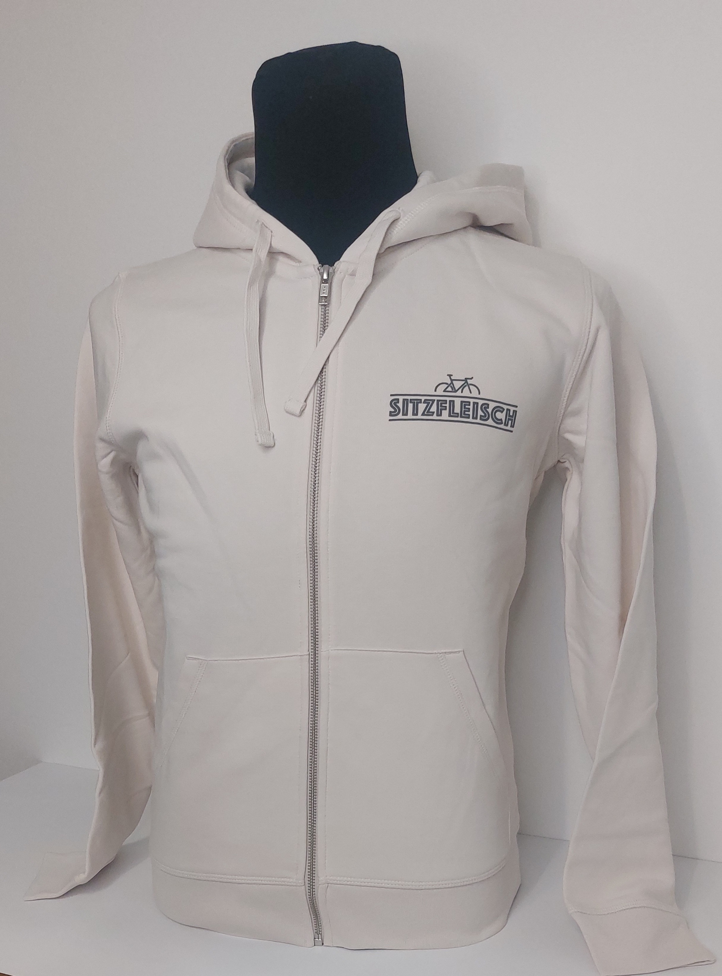 AKTUELL NEU! Sweatjacke Unisex "Sitzfleisch" - Farbe Vintage White