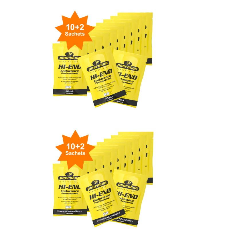 Peeroton HI END ENDURANCE Professional Pfirsich & Schwarze Johannisbeere, 40g Sachet, SET 20+4 Gratis 