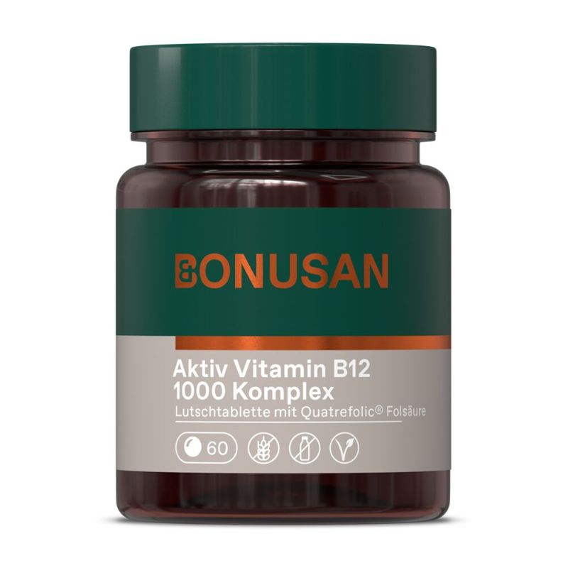 Bonusan „Aktives Vitamin B12 1000 Komplex" Lutschtabletten - 60 Stk Bonusan „Aktives Vitamin B12 1000 Komplex" Lutschtabletten - 60 Stk