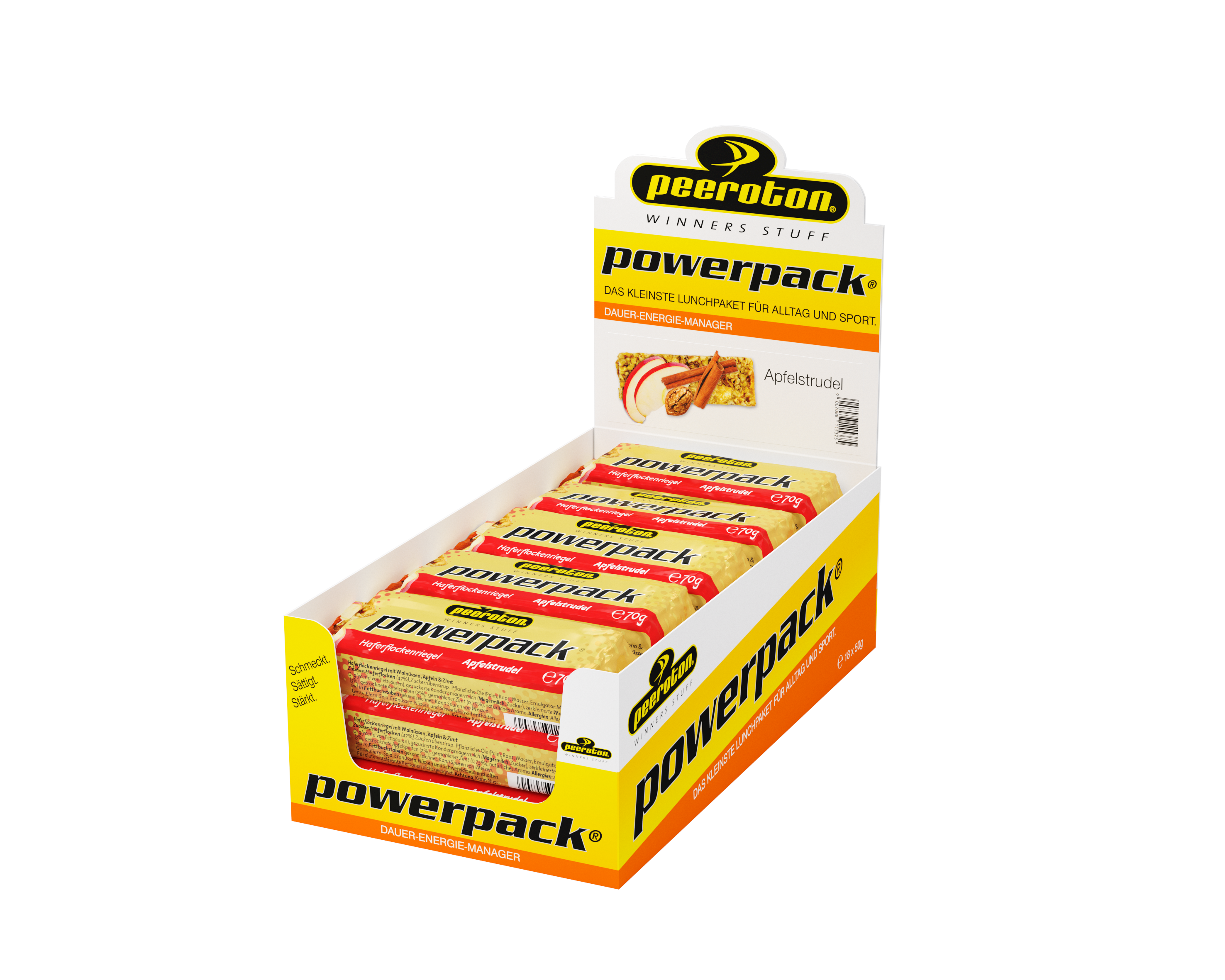 Peeroton POWERPACK Riegel 70g Apfelstrudel, 12 + 3 Gratis