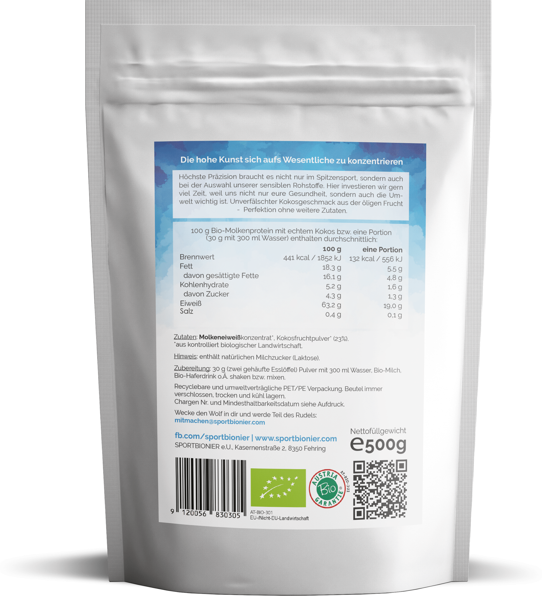 Sportbionier Bio Molkenprotein Kokos 500g