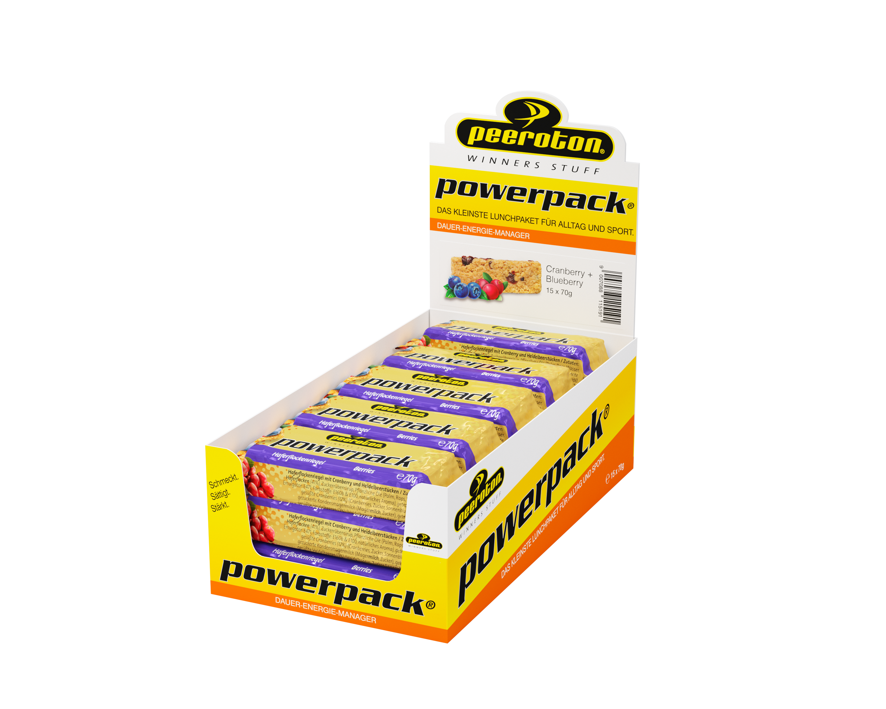 Peeroton POWERPACK Riegel 70g Berries, 12+3 Gratis 