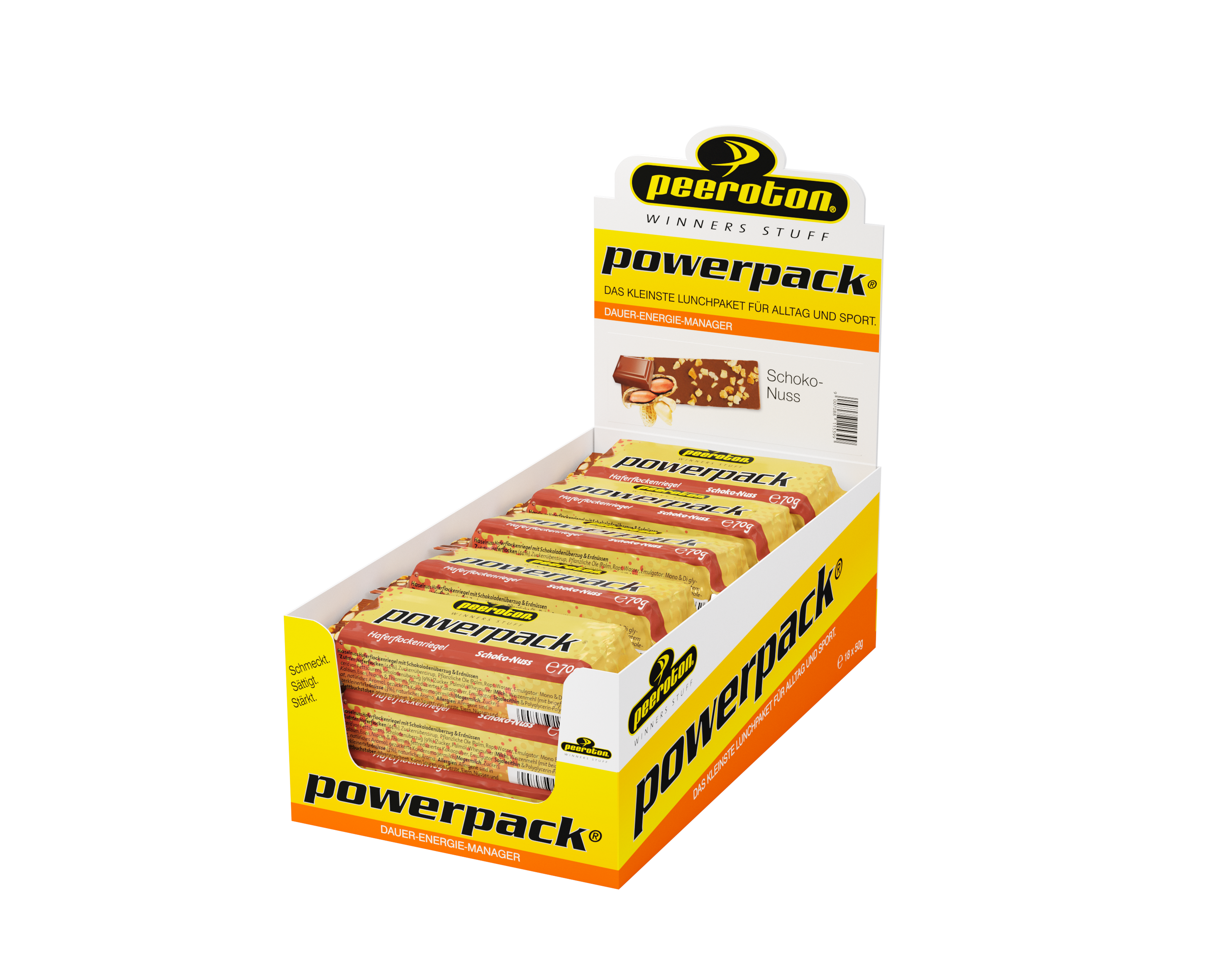 Peeroton POWERPACK Riegel 70g Schoko-Nuss, 12 + 3 Gratis